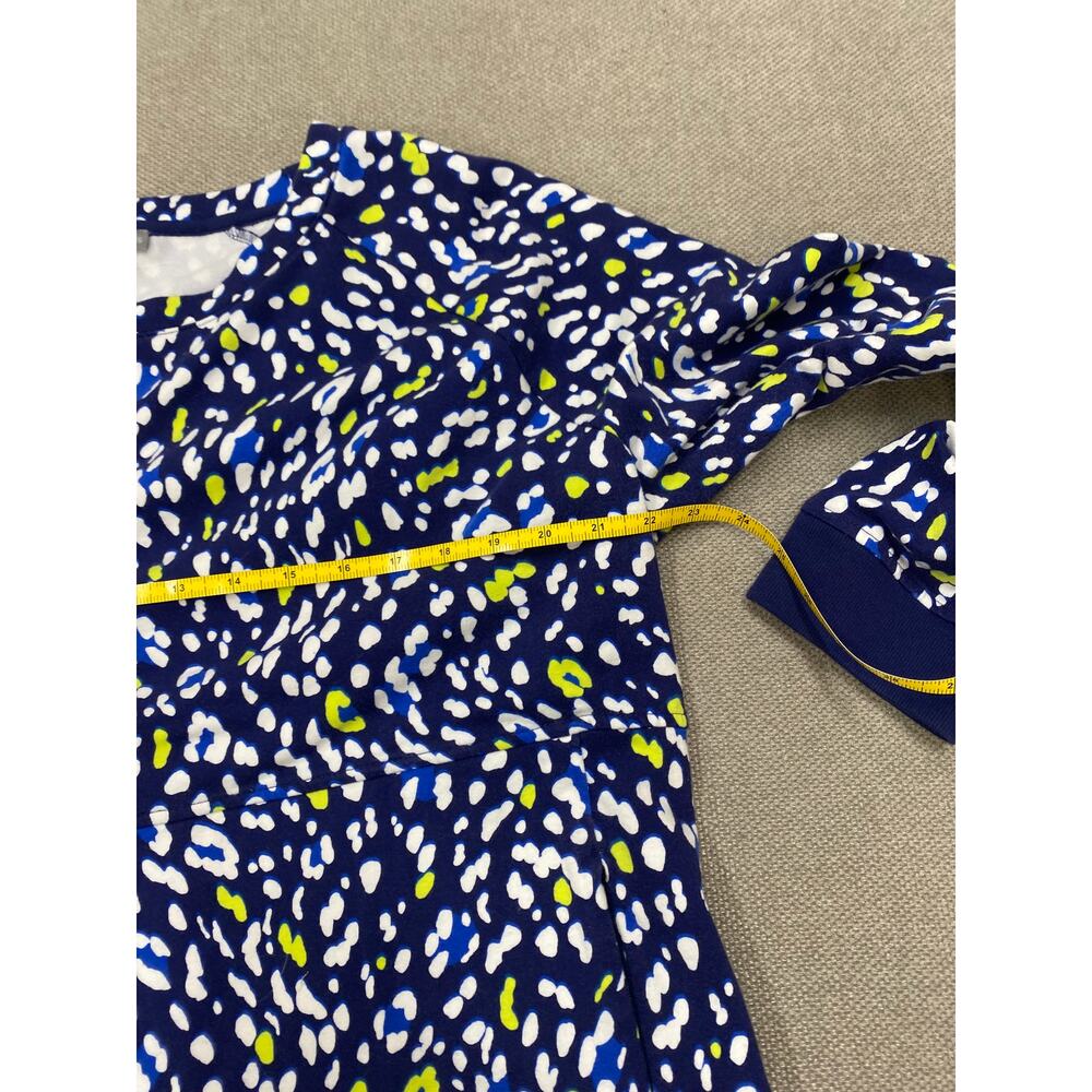 Talbots Terry Crewneck Pullover. Enchanting Animal Print, Large,  Blue Yellow - Picture 6 of 7